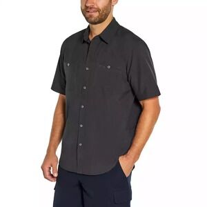 Orvis Short Sleeve Woven Shirt Men Small Relaxed Fit Quick Dry UPF+30 Black